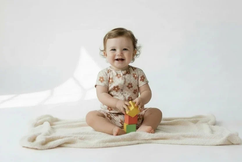 Checkered Flower Bamboo Viscose: A Sweet & Stylish Choice for Your Little One