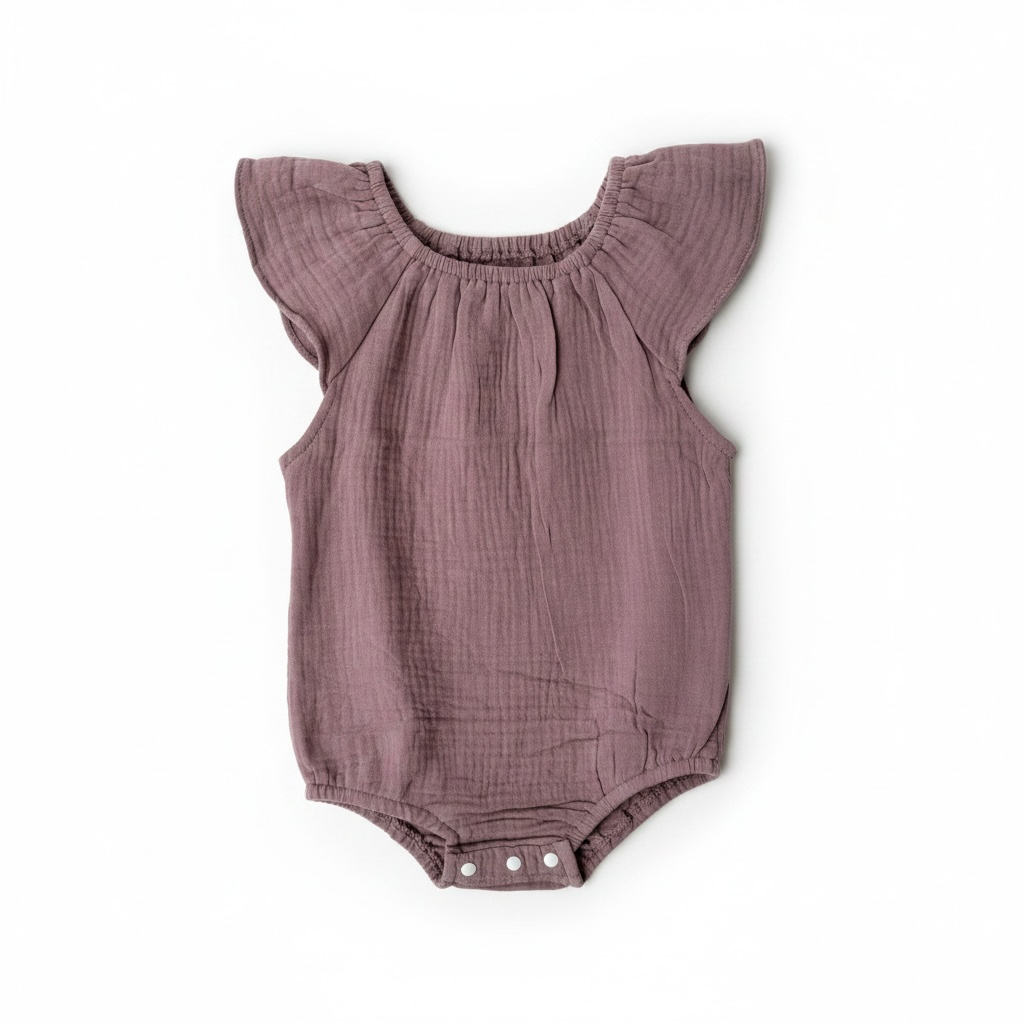 Purple Muslin Bodysuit for Girls