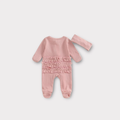 Waffle Cotton Pale Pink Zipper with Ruffles