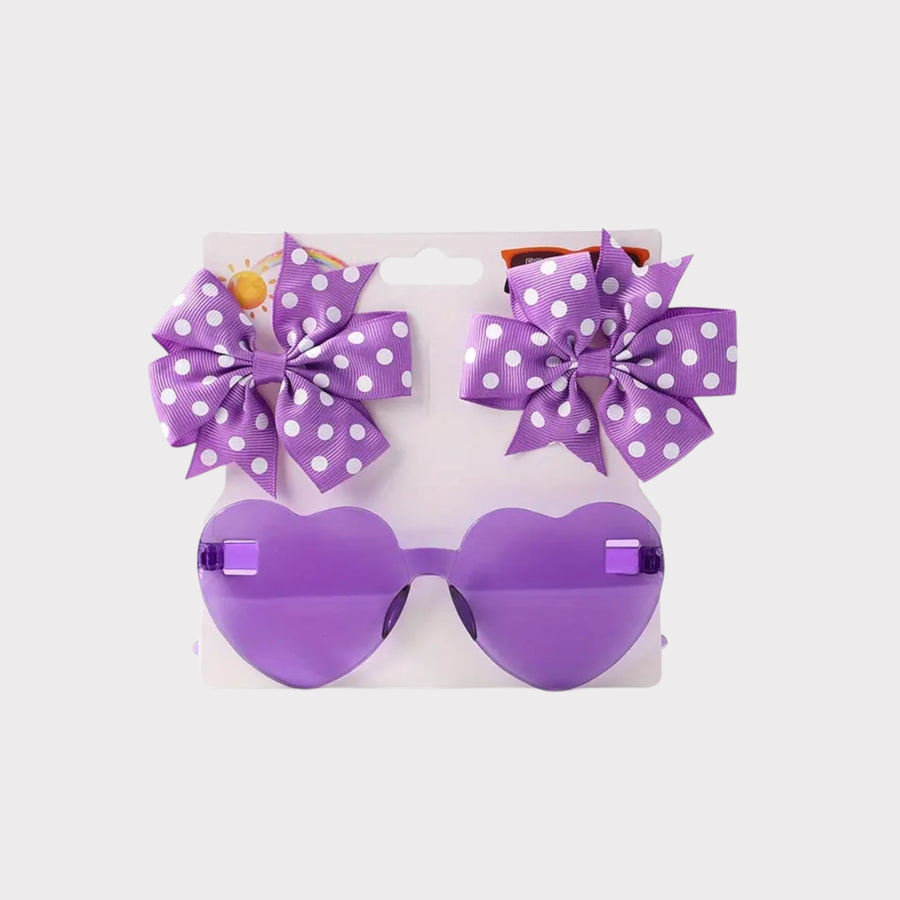 Sunglasses with Clip-On Bows (Purple) – Baby Girl UV-Protective Summer Shades