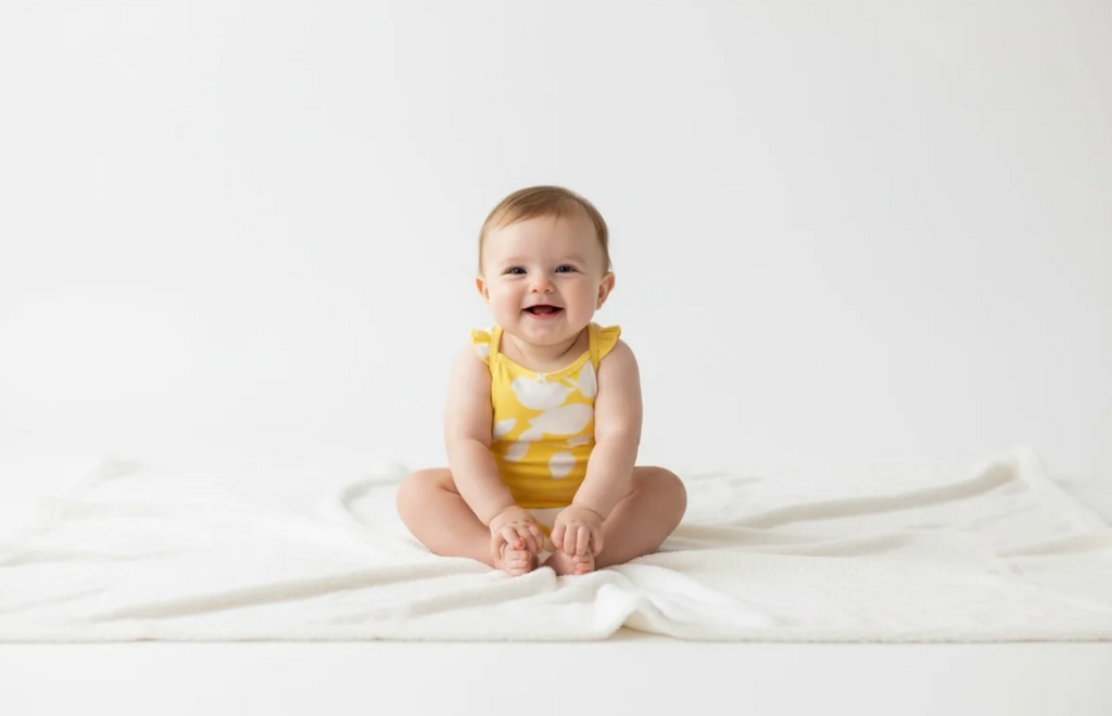 Yellow with White Leaves Bodysuit for Girls image 0