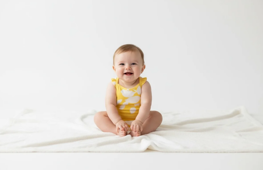 Yellow with White Leaves Bodysuit for Girls