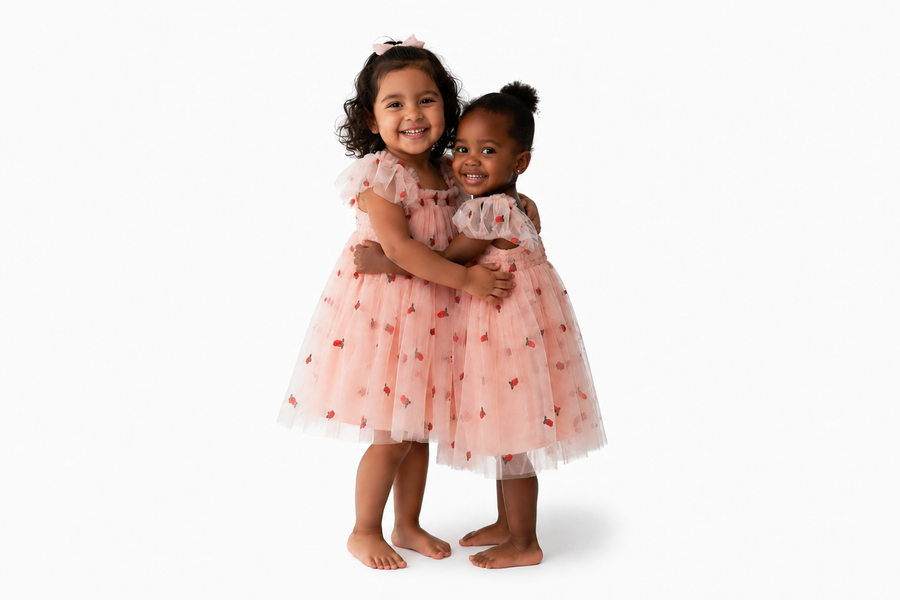 Toddler Girls Butterfly Strawberry Pink Dress