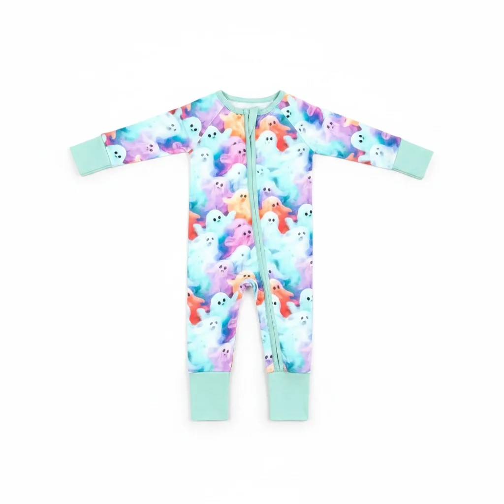 Bamboo Viscose Spooky Colorful Ghost Zipper Pajamas