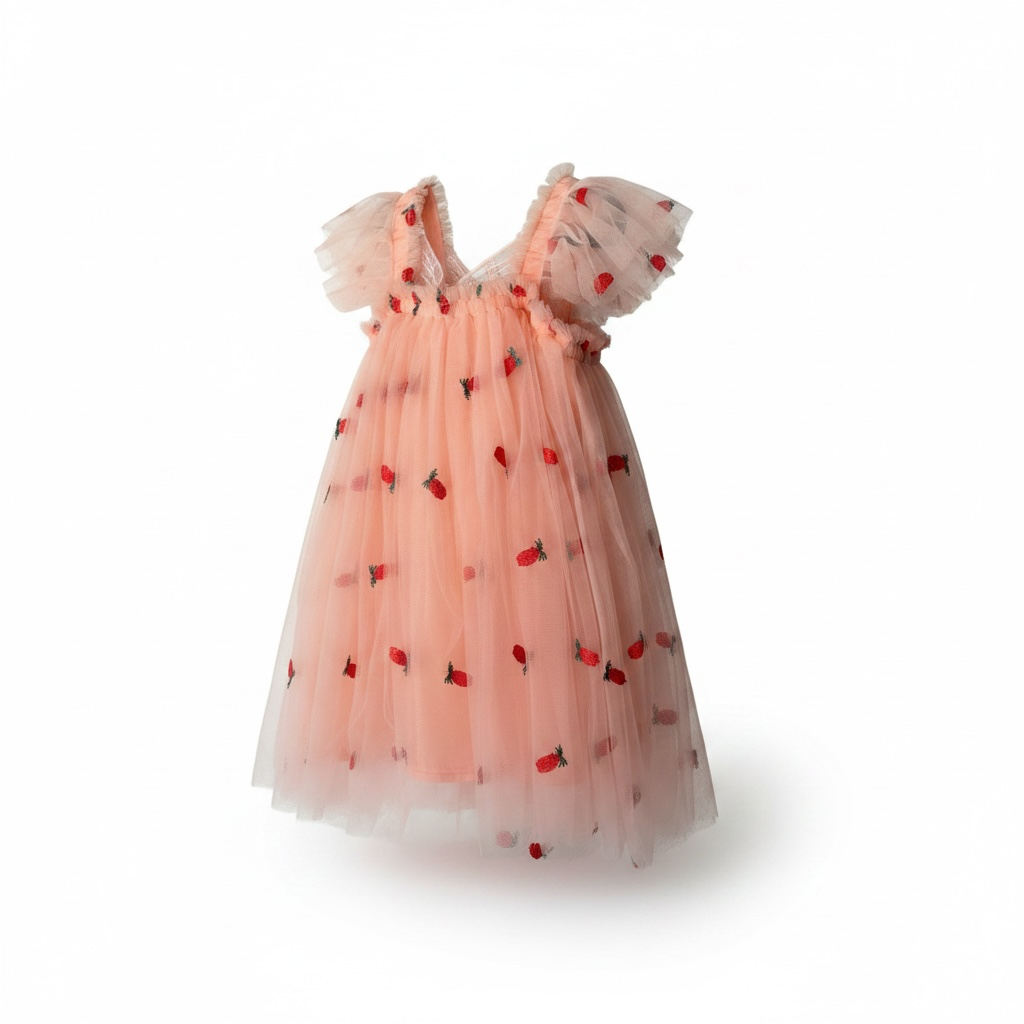 Toddler Girls Butterfly Strawberry Pink Dress