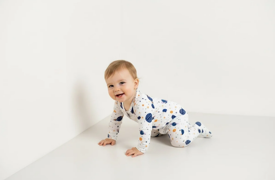 Bamboo Outer Space Sleeper – Soft Baby Pajamas with Fun Space Print