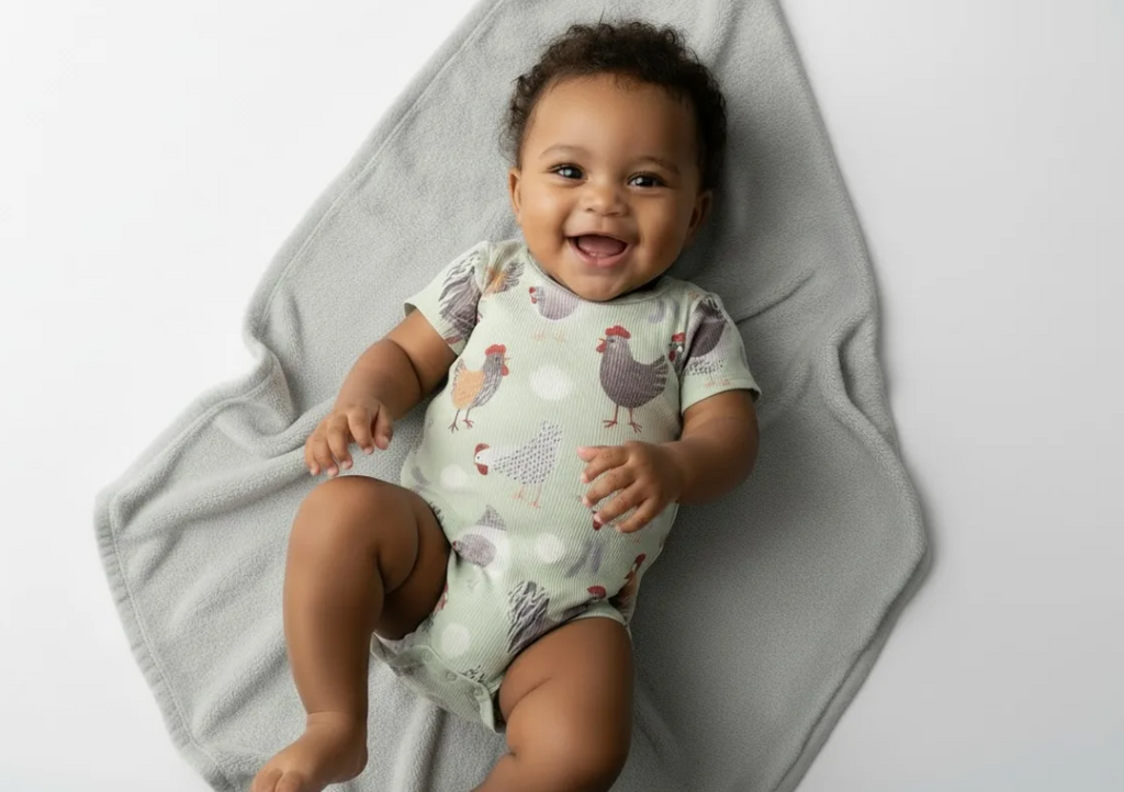 Green Chicken Baby Outfit – Cute & Comfy Two-Piece Baby Set image 0