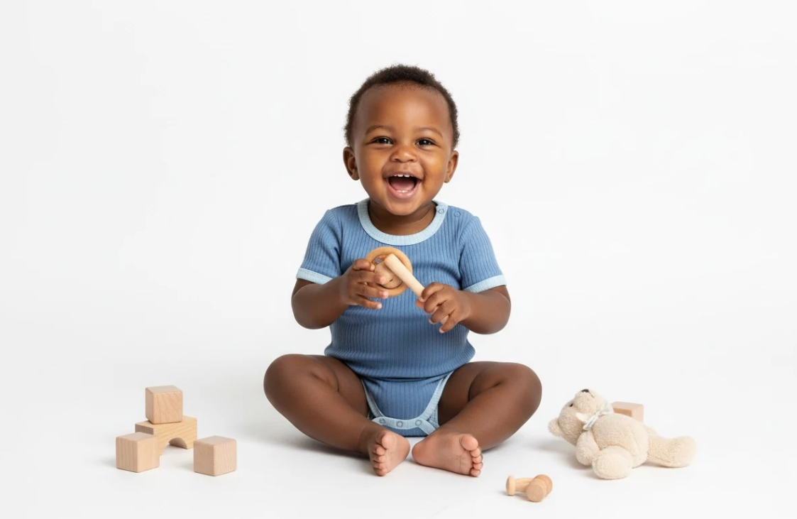 Waffle Cotton Blue Bodysuits for Boys image 0