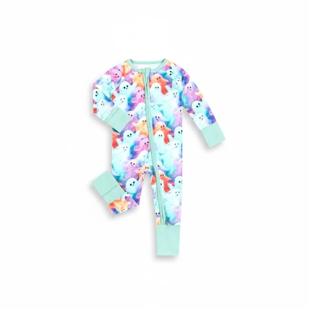 Bamboo Viscose Spooky Colorful Ghost Zipper Pajamas