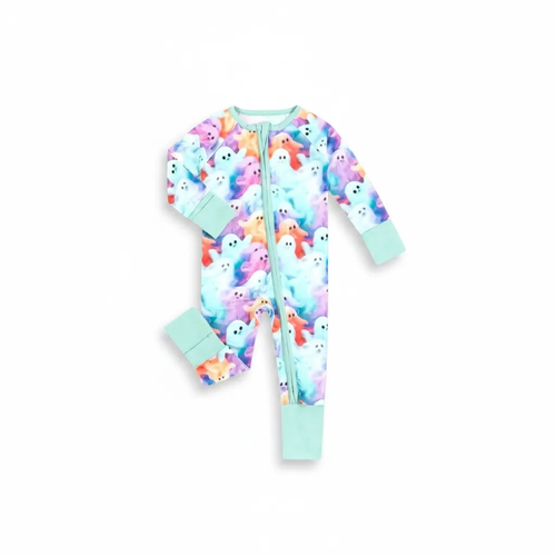 Bamboo Viscose Spooky Colorful Ghost Zipper Pajamas