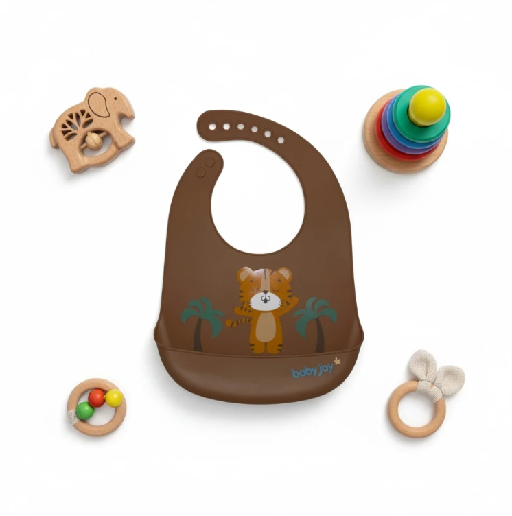 Tiger Brown Silicone Bib