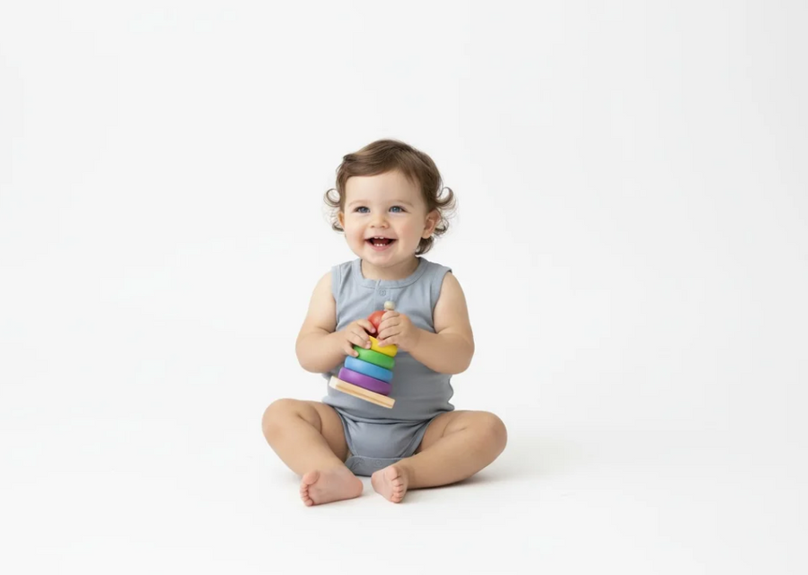 Short Sleeve Bamboo Bodysuit Blue