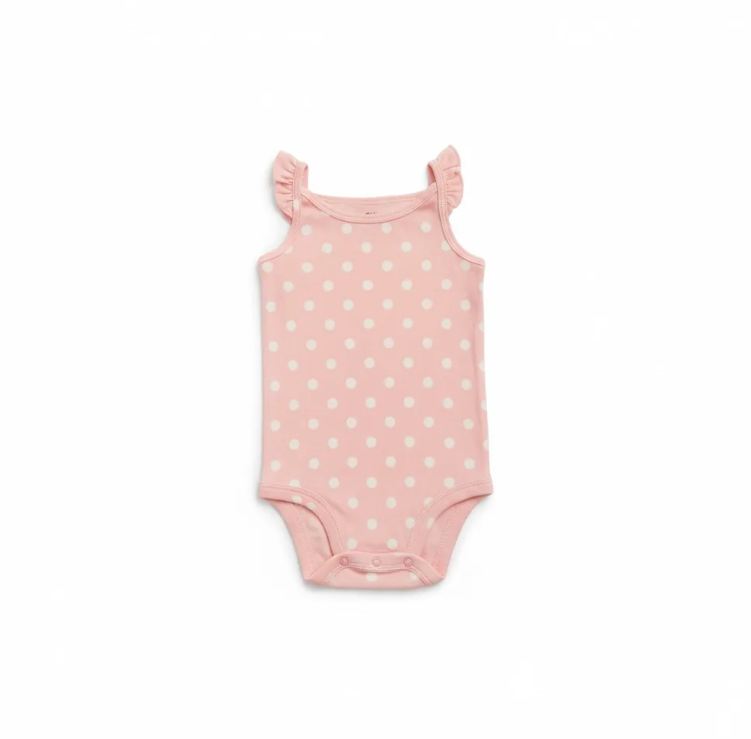 Powder Pink Polkadot Bodysuit for Girls image 1