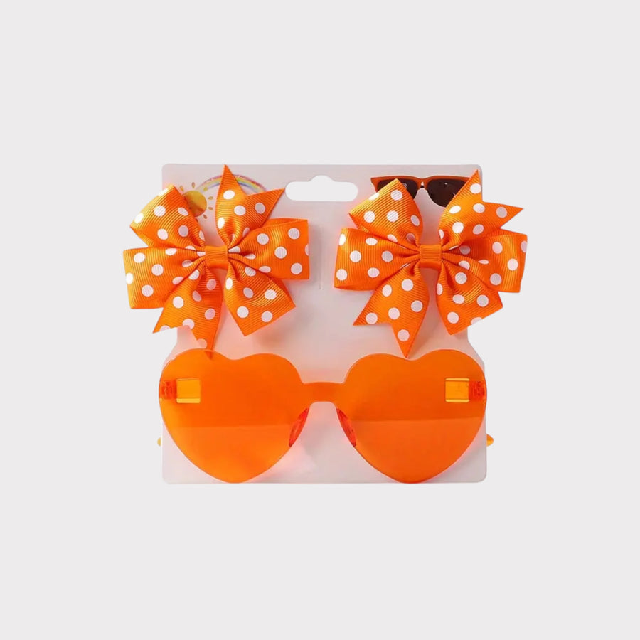 Sunglasses with Clip-On Bows (Orange) – Baby Girl UV-Protective Shades