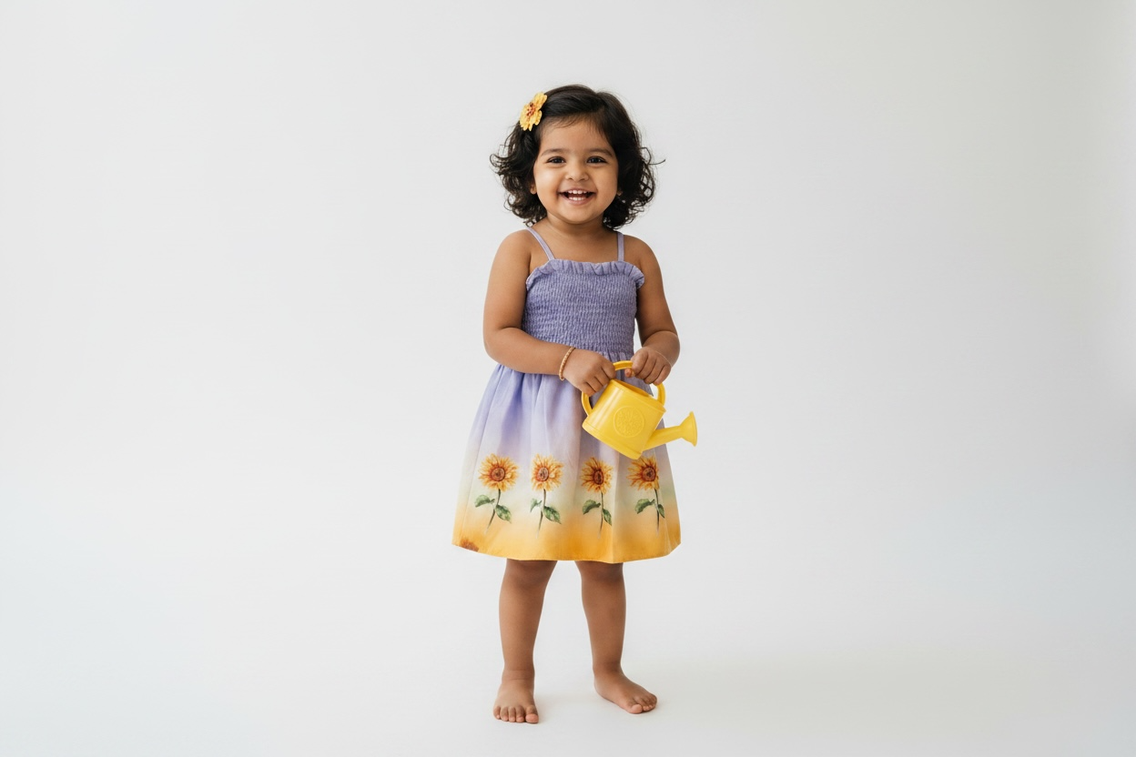 Toddler Sunshine Sunflower Strap Dress-Purple