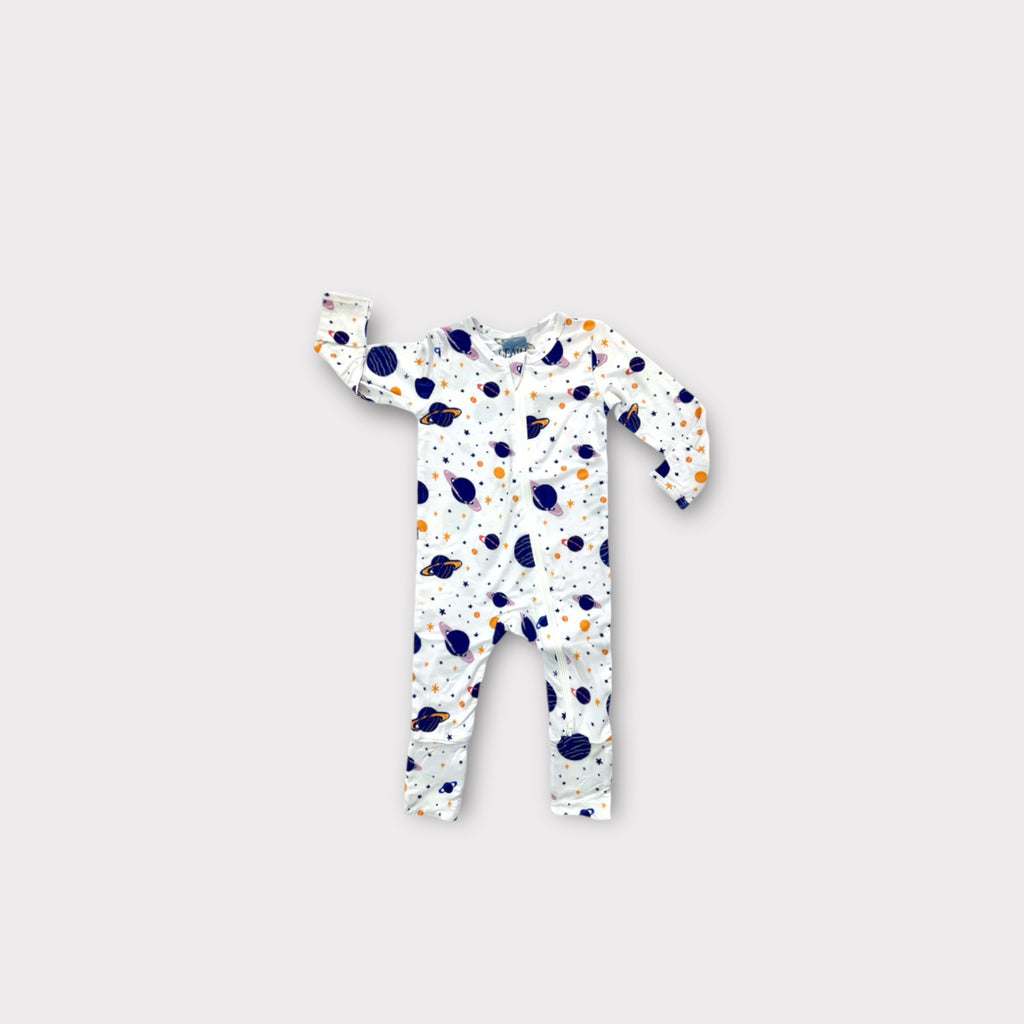 Bamboo Outer Space Sleeper – Soft Baby Pajamas with Fun Space Print image 2