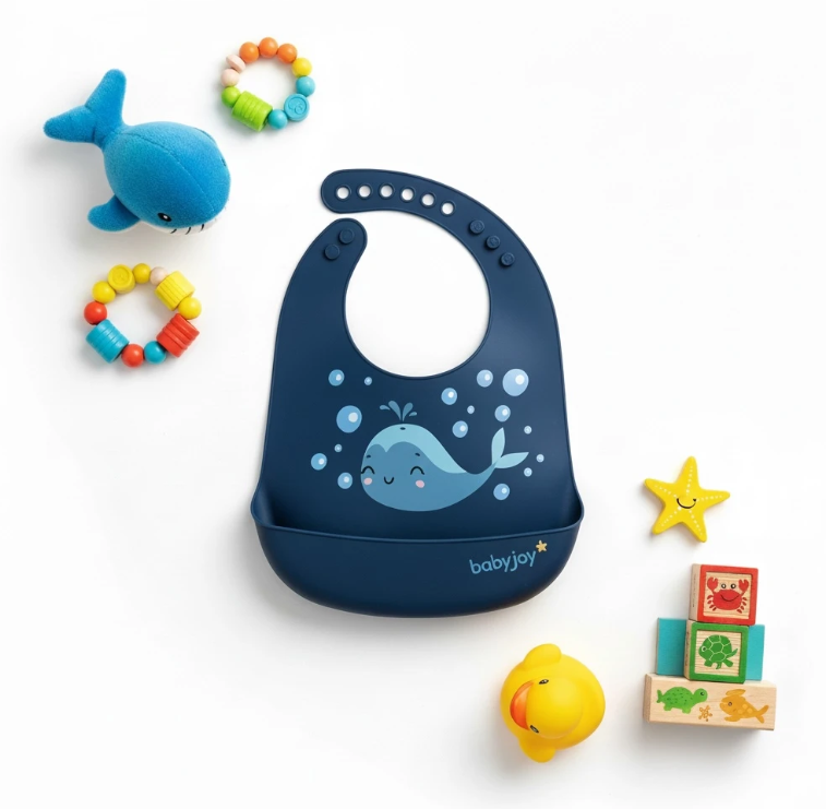 Whale Blue Silicone Bib