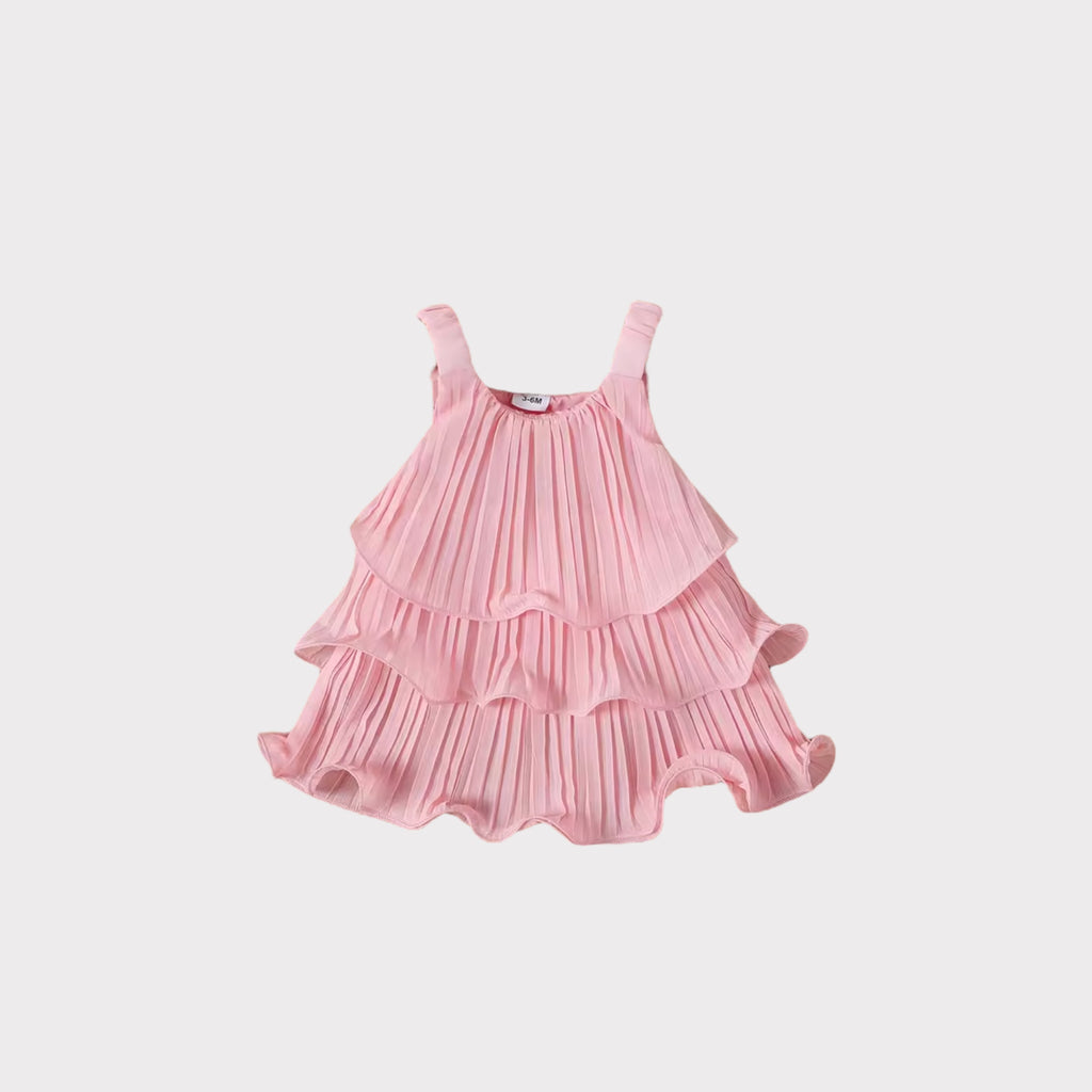 Pink summer folded dress for Girls