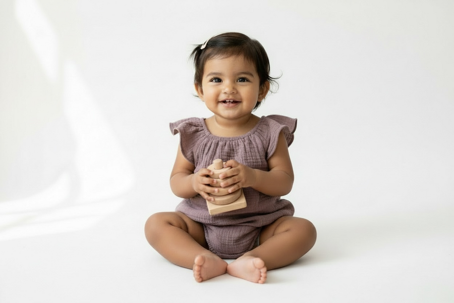 Purple Muslin Bodysuit for Girls