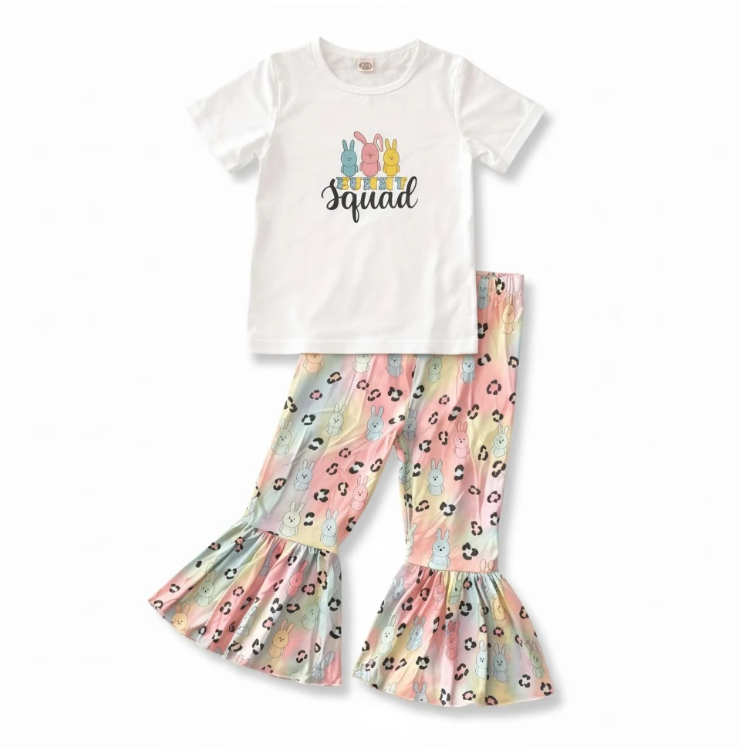 Easter Bunny Girls outfit with flare pants image 1