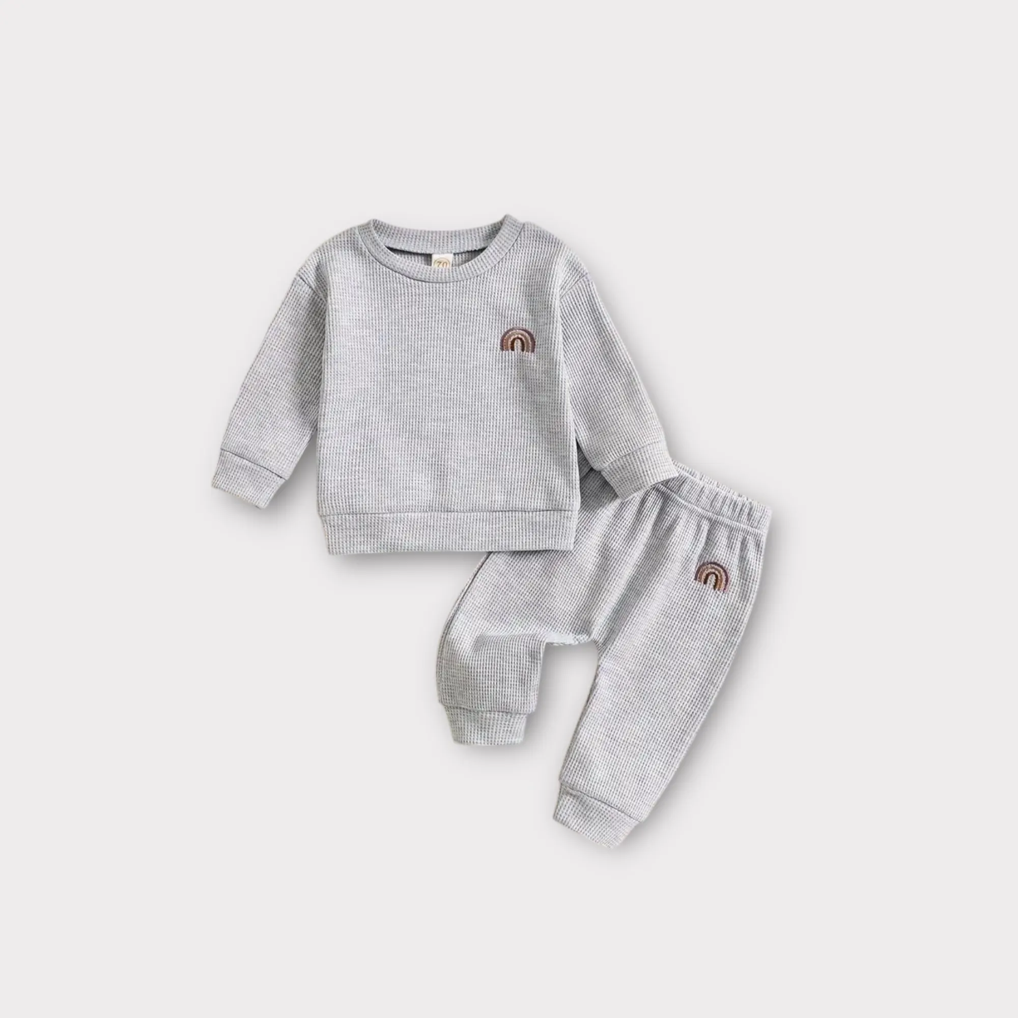 Waffle Fabric Grey Rainbow Icon 2 Piece Jogger  Set for Boys
