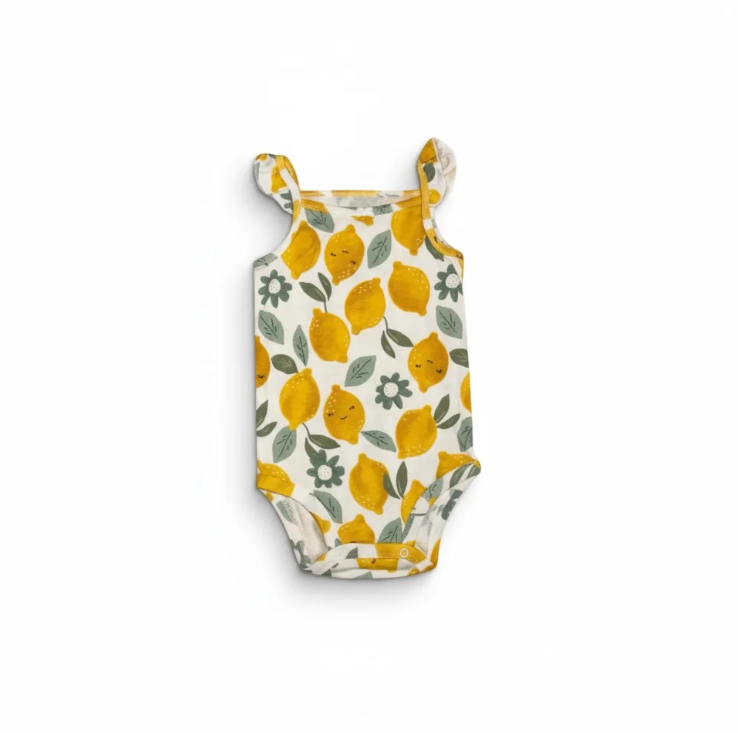 White with Yellow Lemons Bodysuit for Girls image 1