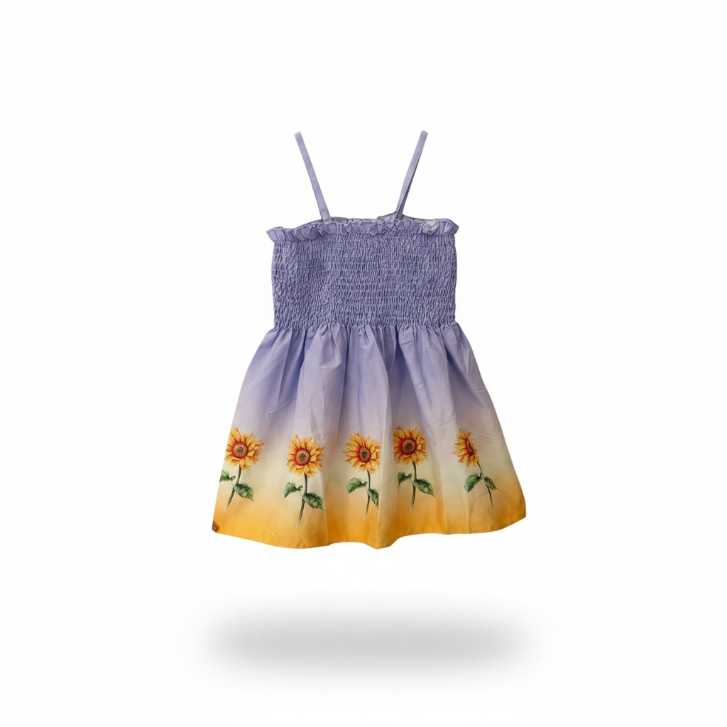 Toddler Sunshine Sunflower Strap Dress-Purple