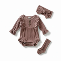 Mauve Sweater Weather Knit Bodysuit Set for Girls