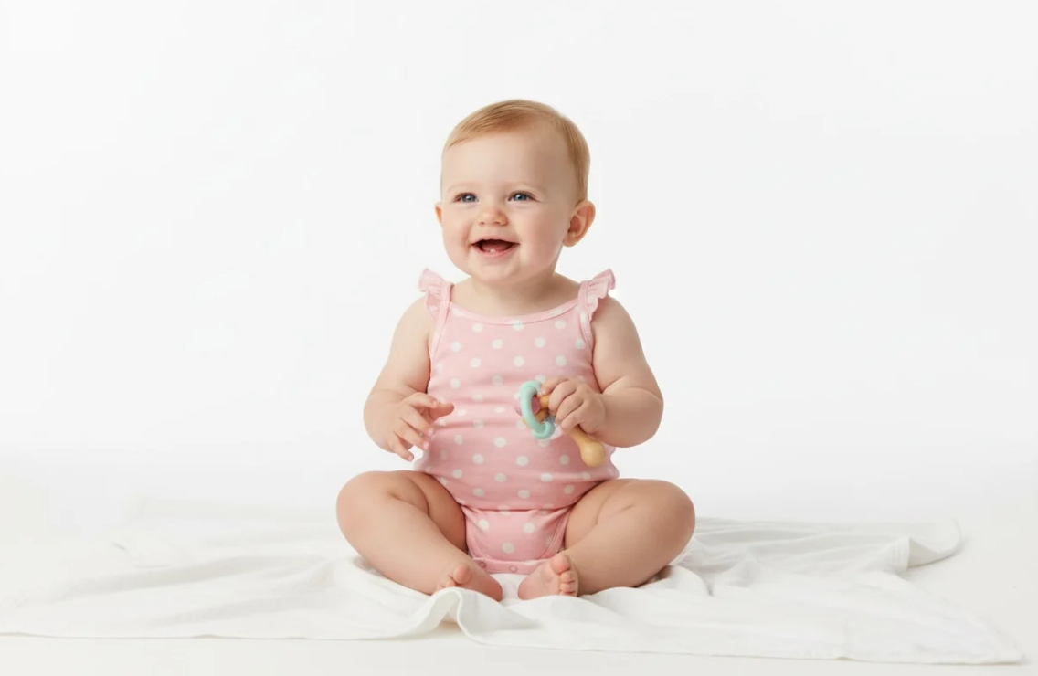 Powder Pink Polkadot Bodysuit for Girls image 0