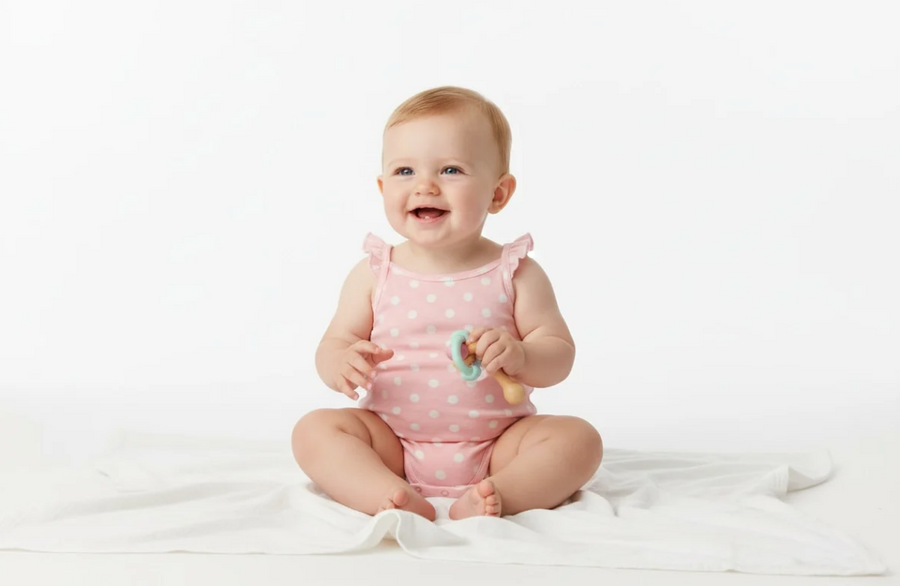Powder Pink Polkadot Bodysuit for Girls