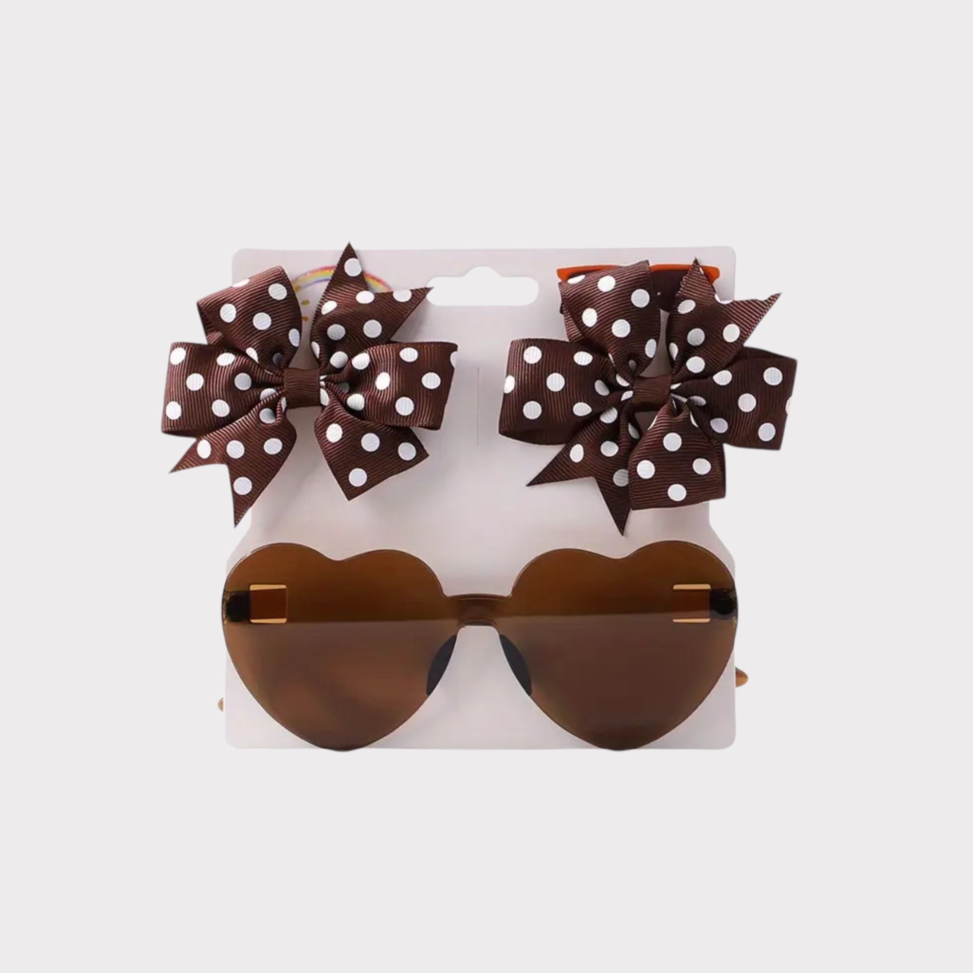 Sunglasses with Clip-On Bows (Chocolate) – UV-Protective Baby Girl Shades image 0