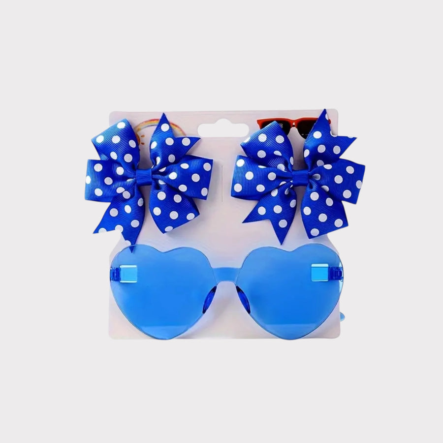 Sunglasses with Clip-On Bows (Blue) – UV-Protective Baby Girl Shades