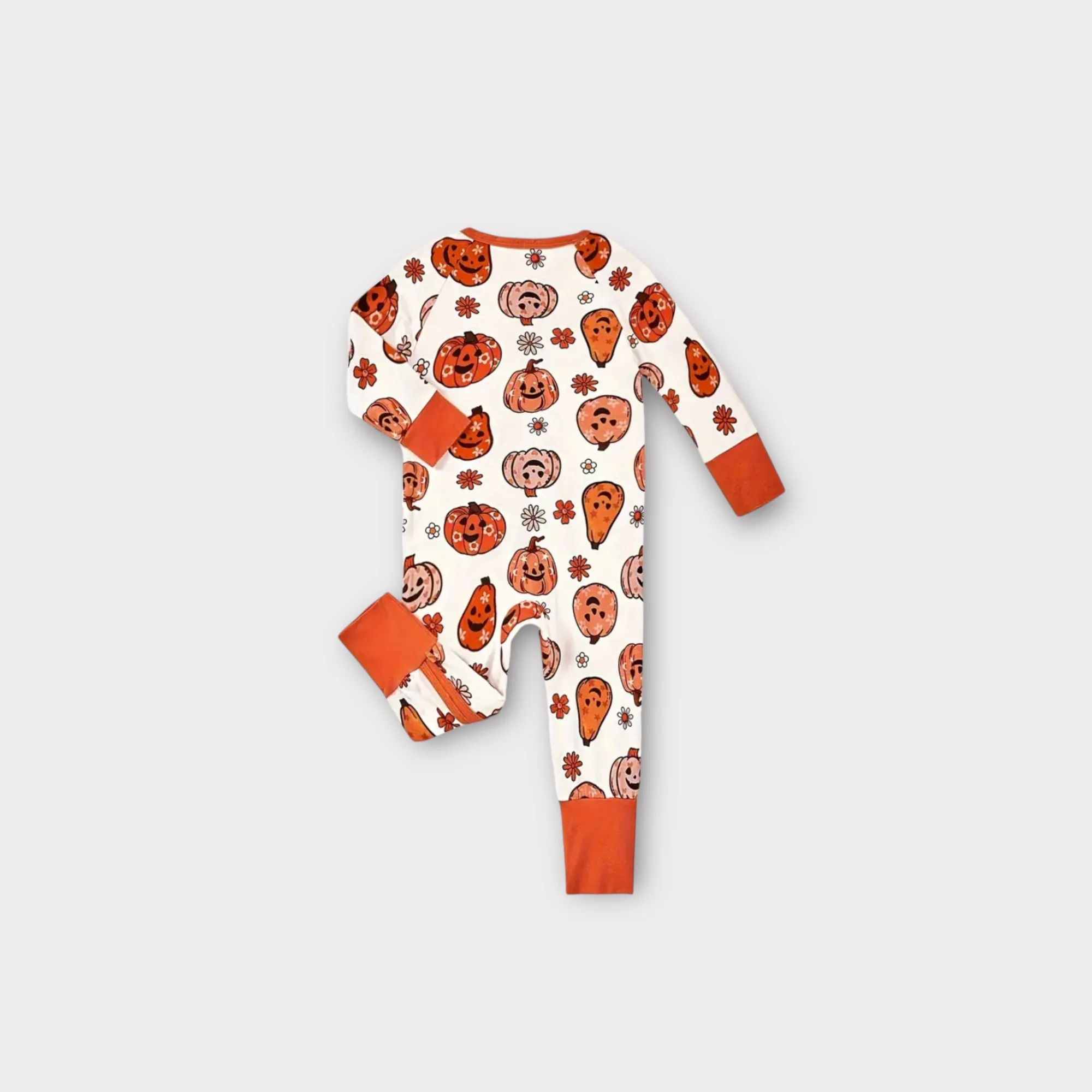 Bamboo Viscose Flowers & Jack o’ Lantern Zipper Pajamas