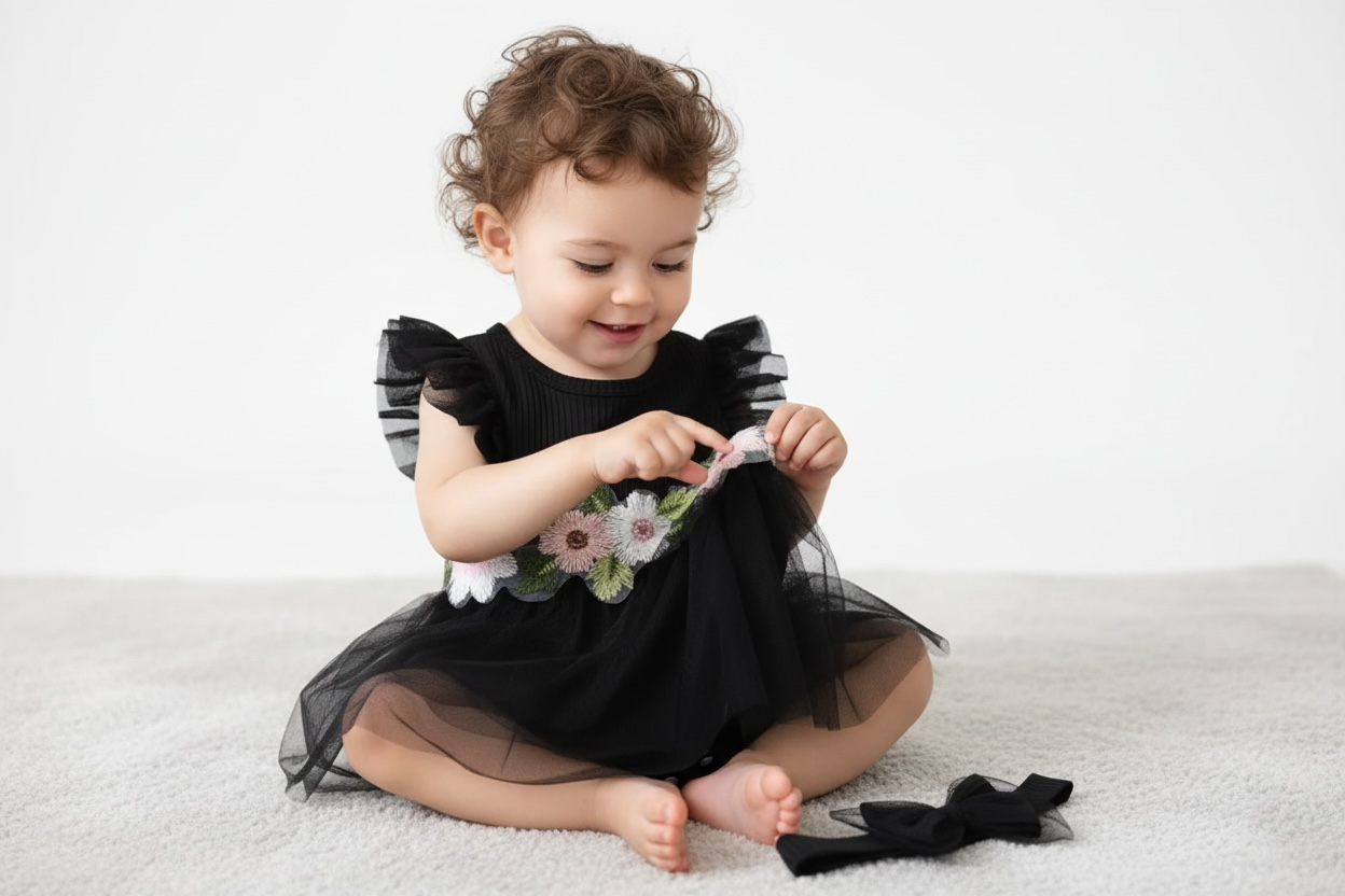Black Floral Body Suit with Tutu