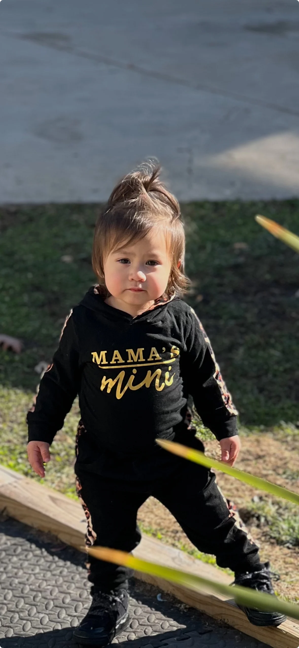 Mama’s Mini Black Hoodie 2 Piece Set for Girls