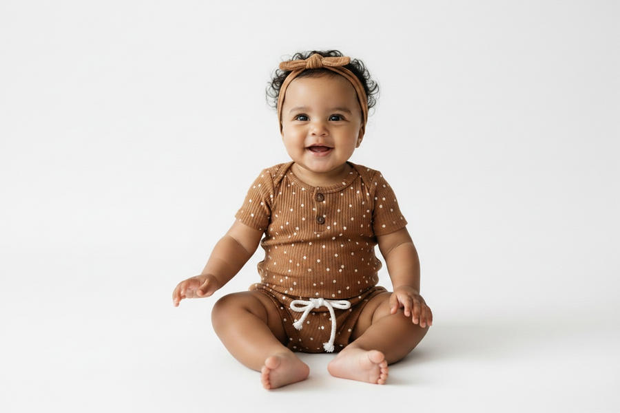 Chocolate PolkaDot Two Piece set for Girls