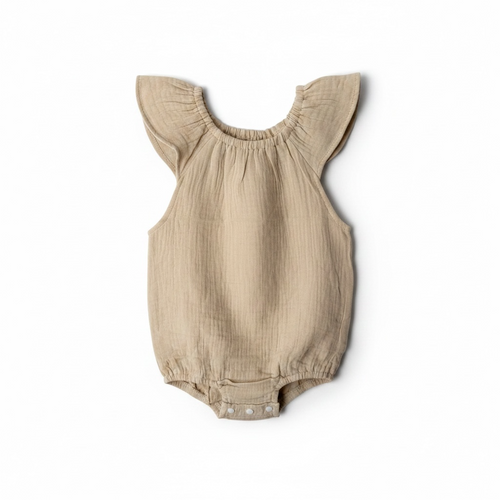 Beige Muslin Bodysuit for Girls