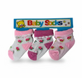 3 Pairs Baby Socks Adorable Floral Pink Shaded