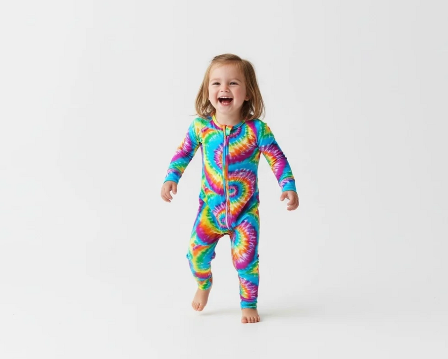 Unisex Tie-Dye Bamboo Sleeper – Vibrant Dreams Baby Outfit