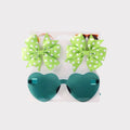 Sunglasses with Clip-On Bows (Green) – Baby Girl UV Protection Sunglasses image 0