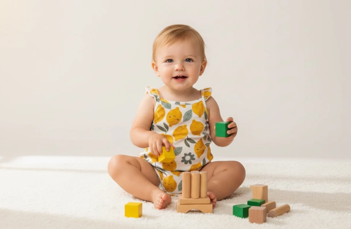 White with Yellow Lemons Bodysuit for Girls image 0