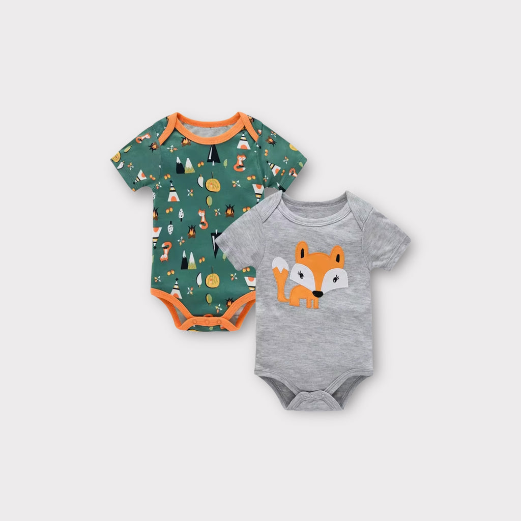 Organic Cotton Fox Bodysuits – 2-Pack Baby Boy Onesies for Everyday Comfort - 1-3 Months image