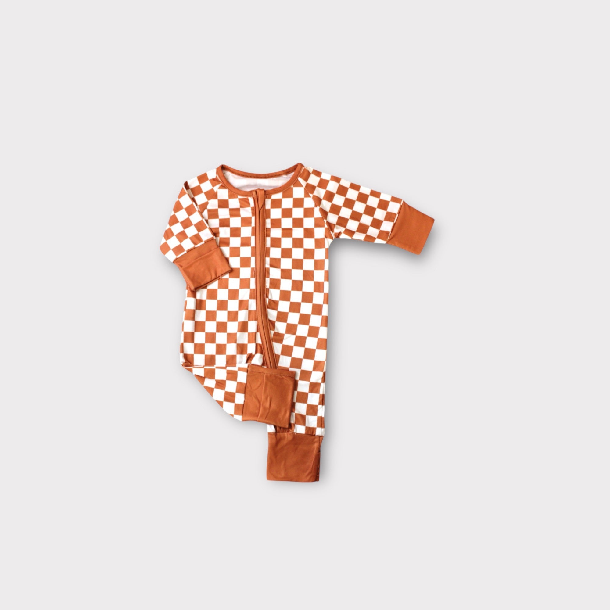 Boys Bamboo Checkered Sleeper – Soft Zip-Up Baby Pajamas in Bamboo Viscose image 1