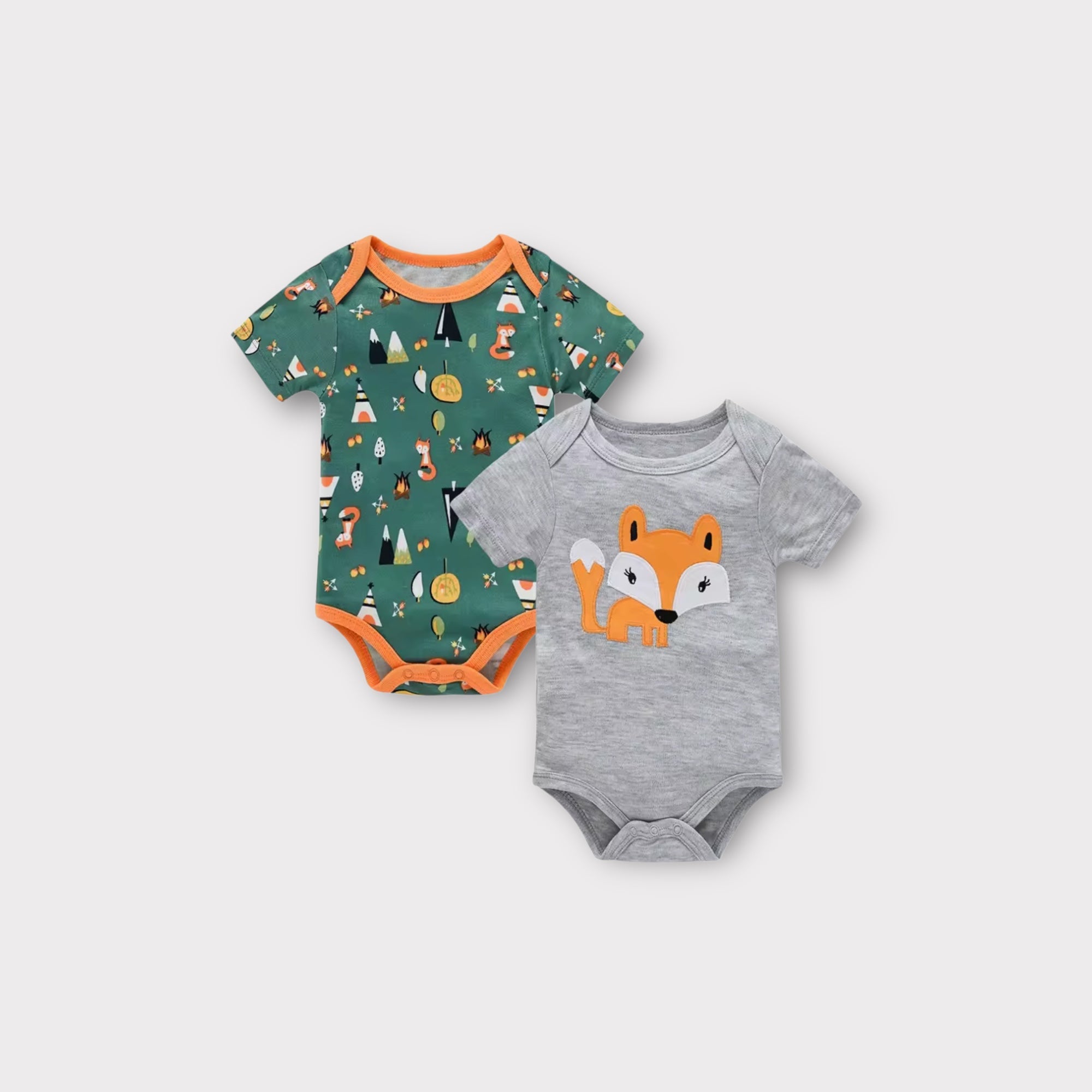 Organic Cotton Fox Bodysuits – 2-Pack Baby Boy Onesies for Everyday Comfort - 3-6 Months image