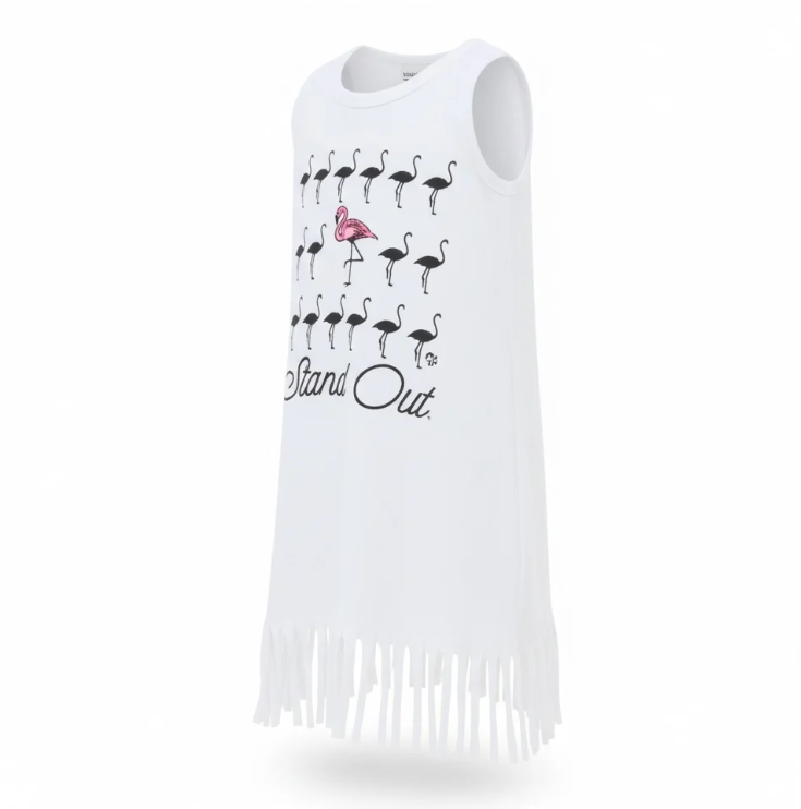 “Stand Out” Fringe Flamingo Dress Cotton image 2