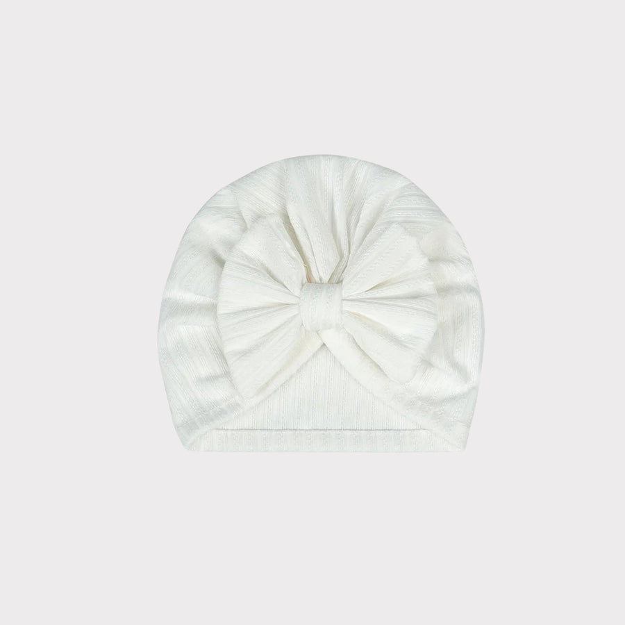 Girls Muslin Beanie (White) – Soft & Breathable Baby Hat
