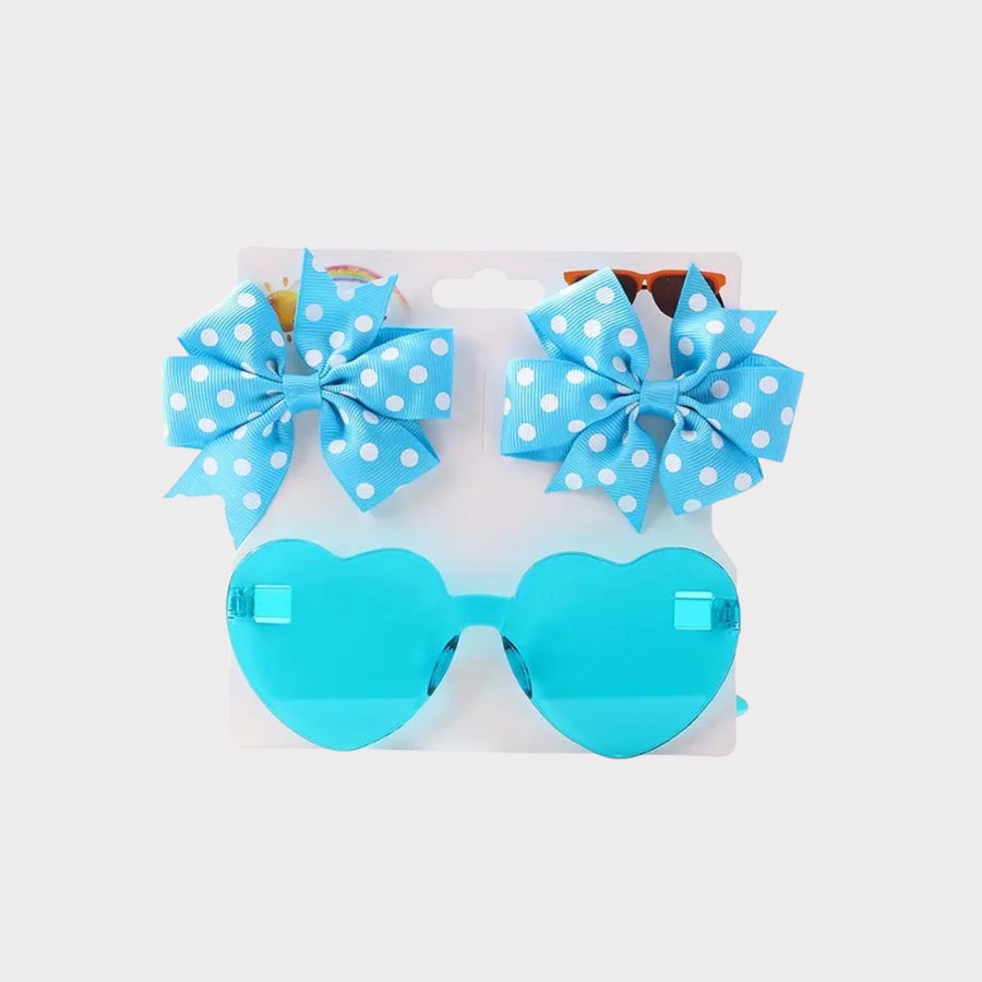 Sunglasses with Clip-On Bows (Sky-Blue) – Baby Girl UV Protection Shades