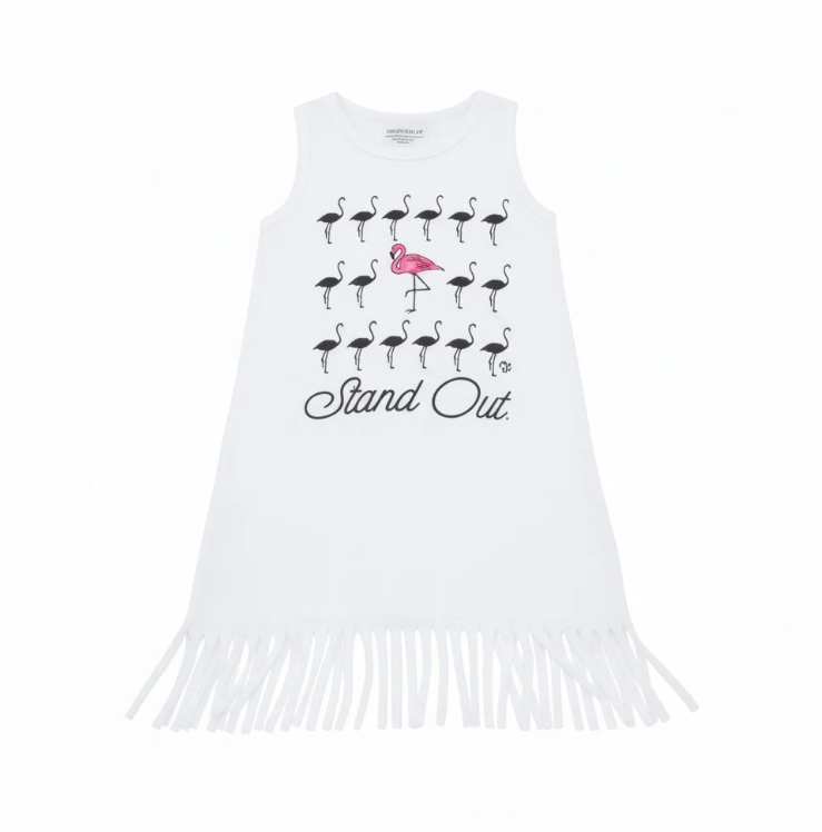 “Stand Out” Fringe Flamingo Dress Cotton image 1