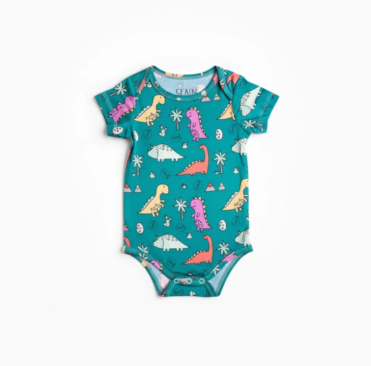 Colorful Dinosaur Bamboo Viscose Bodysuit for Boys image 1