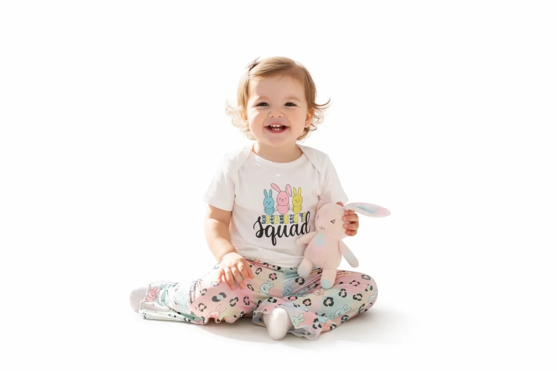 Easter Bunny Girls outfit with flare pants image 0